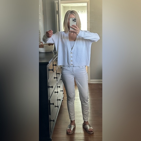 One Grey day oversized crop cardigan.  Unique heart on front, rainbow on back - Picture 5 of 5